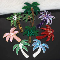 PH175 Nouveau design, patch de perles en strass fait main, breloque palmier personnalisée pour accessoires de vêtements, chapeaux et sacs à suspendre