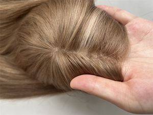 Cabello humano crudo de la mejor calidad, <span class=keywords><strong>Color</strong></span> Balayage marrón, parte superior de red de seda, extremo grueso <span class=keywords><strong>para</strong></span> sistema de integración - Product Image 3