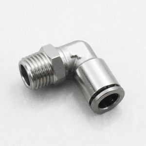MPL一触式M5 1/8 “1/4” 3/8 “1/2” L型黄铜气动金属接头管道空气配件90 ° 公弯头推拉连接器 - Product Image 2