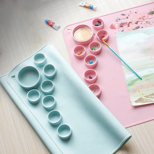 Silicone Drawing Mat For Kids Pink Blue Portable Washable Art Pad With Cups For Painting And Sketching Outdoor Use - Product Image 1