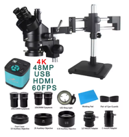 3.5X 90X 180X Simul-Focal Double Boom Stand Trinocular Stereo Zoom Microscope 48MP 4K USB Camera 144 LED Light Microscopie
