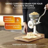 Moulin à aliments en fonte étamée avec base en bois, broyeur manuel pour maïs, riz, lentilles, pois chiches