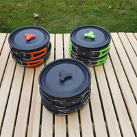 Batterie de cuisine pour camping en plein air, bouilloire et théière en alliage d'aluminium oxydé dur de 0,8 L avec réchaud à tasses pour les pique-niques et les aventures en plein air