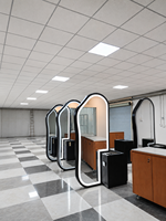 Miroir de salon modulaire de luxe, sur mesure, en marbre noir, aménagement intérieur de salon de coiffure et mobilier de salon de beauté, design de salon de barbier