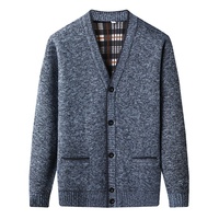 Pull pour homme de haute qualité en gros, col en V, manches longues, cardigan à boutons, tricot épais pour l'automne et l'hiver