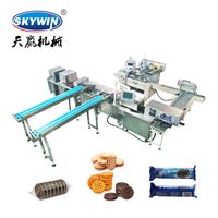 Crème de machine à sandwich à biscuit à la crème à deux voies Skywin avec système d'emballage à bord pour usines de fabrication