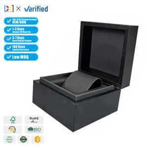 กล่องนาฬิกากระดาษแข็งแข็งแรงสีดำหรูหราขายส่งจากโรงงานโดยตรง กล่องกระดาษเคลือบด้านแบบกำหนดเองพร้อมลายนูน - Product Image 1