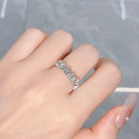 Anello da donna in platino Pt950 con diamante a taglio a cuore e pavé, stile lusso leggero, con diamante da laboratorio, a gambo dritto