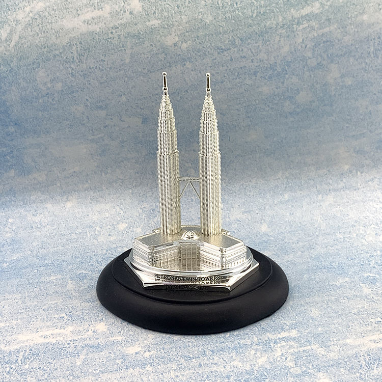 Argent + base en bois noire