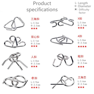 8 jeux/pack de casse-têtes chinois en métal, puzzles magiques et énigmes pour enfants et adultes, jouets d'extérieur - Product Image 4