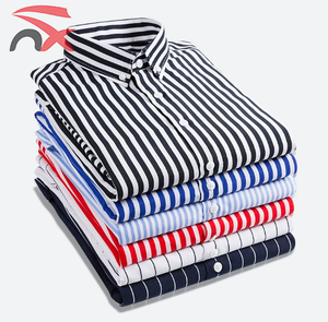 新作春秋ブレンドカジュアルシャツメンズボタン長袖ストライプシャツレギュラーフィット男性ブラウス - Product Image 1