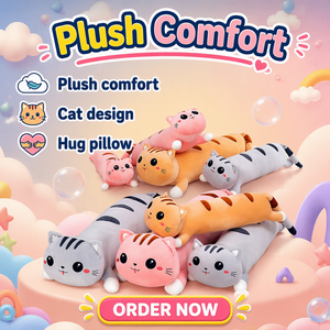 Coussin en peluche chat rose orange mini doux et mignon avec longues moustaches roses, cadeau surprise, fourni par le fabricant - Product Image 2
