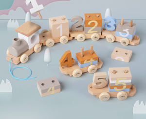Juego de Bloques de Construcción Digitales de Madera de Haya para Aprendizaje Temprano, Juguetes Educativos Montessori de Matemáticas y Conteo para Niños, Juguetes de <span class=keywords><strong>Tren</strong></span> de Columnas - Product Image 4