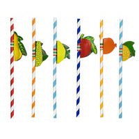 Pailles en papier jetables personnalisées avec décorations de fruits rouges et verts Pailles de boisson de 6mm 8mm 10mm de long pour les bars et le camping