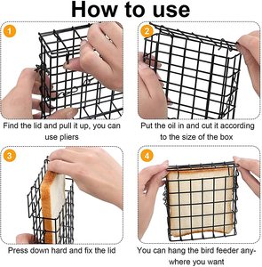 Oniya <strong>Cheap</strong> Black Metal Mesh Hanging Suet Cakes <strong>Bird</strong> <strong>Feeders</strong> for Garden Decor Accessories - Product Image 5