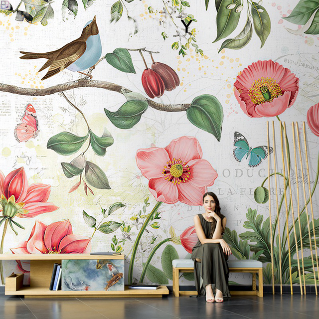 Custom Size and Design 3D Printed Selva Modern Floral Waterproof Art Wall Mural for Living Room Bedroom