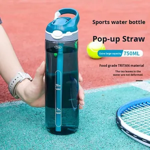 New Design 26/32oz BPA-Free Tritan Plastic <b>Flip</b> <b>Top</b> Disposable Water <b>Bottle</b> Straw Adults' Outdoor Use Boiling Cold Water - Product Image 4