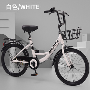Jiezhuj 16 Inch Student City Bike <b>Pink</b> Lightweight Steel <b>Frame</b> With Basket For Girls Commuting - Product Image 2