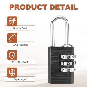 Candado de Combinación de Aluminio Sólido con 4 Códigos, Candado de Equipaje Duradero con Contraseña de 3 Dígitos de Alta Seguridad Antirrobo con Logotipo Personalizado - Product Image 4