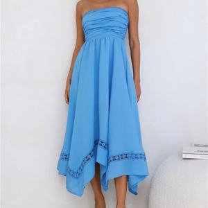 Robe d'été tendance 2025, style bohème, sexy, dos nu, sans bretelles, pour les vacances, bleu ciel, robe de plage pour femmes - Product Image 3