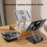 Logo personnalisé Support de bureau réglable de 17 pouces pour ordinateur portable Support en acier et métal à base rotative à 360 pour tablette et ordinateur portable pour bureau