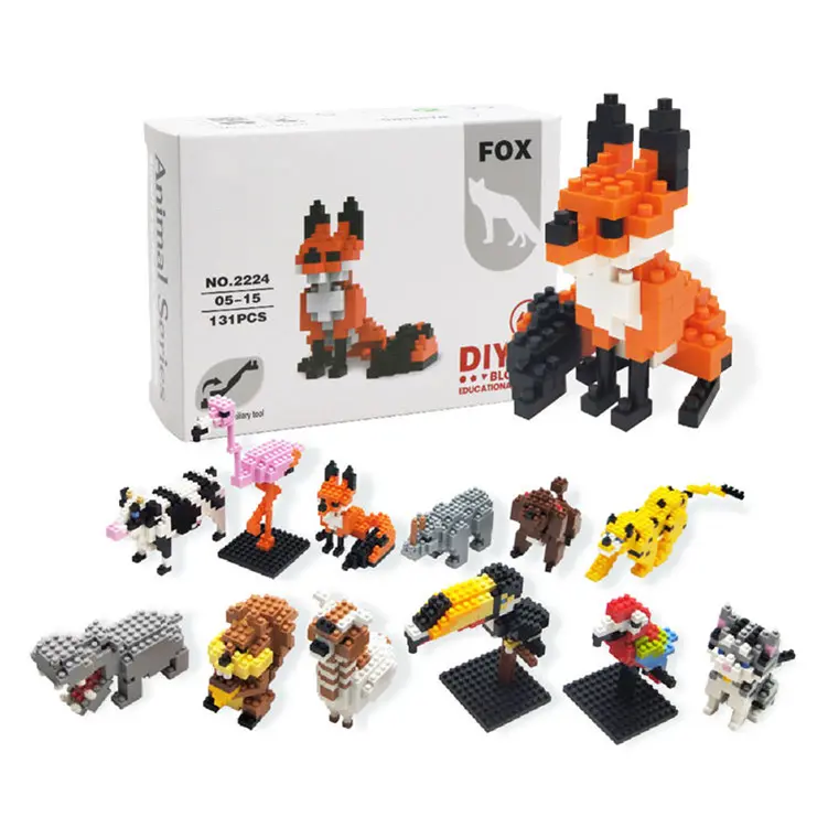 Samtoy giocattolo educativo per bambini 131 pezzi Mini Brick 12 Design 3D Animal ABS plastica fai da te Micro particelle Building Block