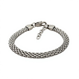Fashion Trendy Minimalist Wheat Mesh Chain <b>Men</b> <b>Bracelet</b> 316L Stainless Steel <b>Silver</b> Tone Adjustable Extension Layering - Product Image 1