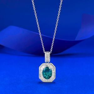 S925 Plata <span class=keywords><strong>Parra</strong></span> Verde Colgante Mujer Luz Lujo Individual Cadena de clavícula de gama alta - Product Image 1