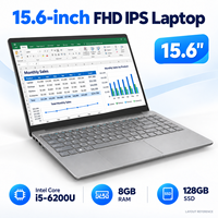 Ordinateur portable de bureau 15,6 pouces en gros, Intel Core i5-6200U, 8 Go de RAM, 128 Go SSD, Wi-Fi