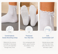 Chaussettes de yoga pour femmes, mi-mollet, tricotées, antidérapantes, pour Pilates, personnalisables, respirantes, avec volants et sangles pour une adhérence au sol