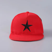 Gorra de Béisbol de 5 Paneles con Visera Plana para Hombre, Estilo Hip Hop, con Logotipo de Estrella Bordado
