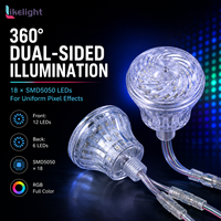 Luz de píxel inteligente tipo cabujón de 60 mm, DC24V, UCS2903, GS8206, DMX512, RGB, SMD5050, 18 LED, 360 grados, IP67, para señalización de parques de atracciones