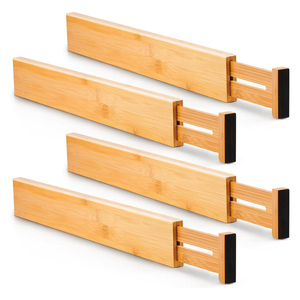 Natural Bamboo <b>Drawer</b> Dividers Organizers Adjustable <b>Drawer</b> Dividers for Kitchen Bedroom Bathroom Dresser Office - Product Image 1