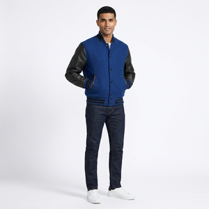 Veste de baseball Varsity personnalisée avec broderie, col montant, logo sur le devant, 100% coton, pour l'hiver, pour hommes - Product Image 1