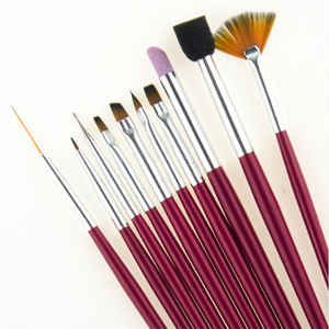 Ensemble de pinceaux en nylon pour nail art, pinceaux plats pour gel, éponge pour dessin floral, stylos à estomper, à pointiller et à graver - Product Image 2