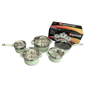 Ensemble de 10 casseroles et poêles en acier inoxydable avec poignées en silicone, compatible induction et gaz, ensemble de cuisine universel, cadeau pour la cuisine - Product Image 2