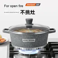 Batterie de Cuisine Antiadhésive Moderne Moulée sous Pression de Dix Pièces, Marmite à Soupe et Faitout en Aluminium pour Usage Domestique et Commerce International
