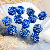 Figurine de fleur de rose en lapis-lazuli sculptée à la main, pierre précieuse bleue naturelle, décoration de bureau et de maison, vente en gros