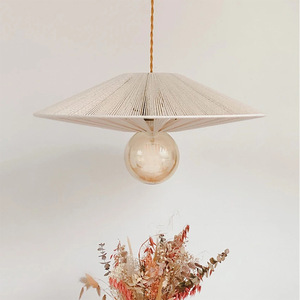 Japanese Wabi-Sabi Style Retro Pendant Light Creative <b>Rattan</b> <b>Dining</b> <b>Table</b> Lamp for Guesthouse/Homestay Simple Living Room Hemp - Product Image 5