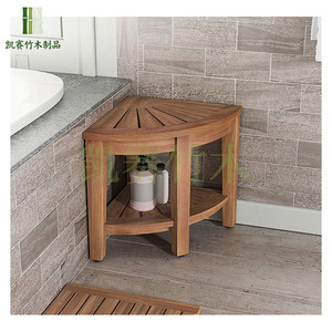 Kaiser Solid Wood Bathroom <b>Corner</b> Stool 45x40x40cm With Storage <b>Rack</b> Waterproof Non Slip <b>Shower</b> Seat - Product Image 1