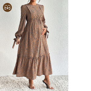 Vestiti premaman con polsino annodato per <span class=keywords><strong>allattamento</strong></span> con stampa maculata extra lunga - Product Image 4