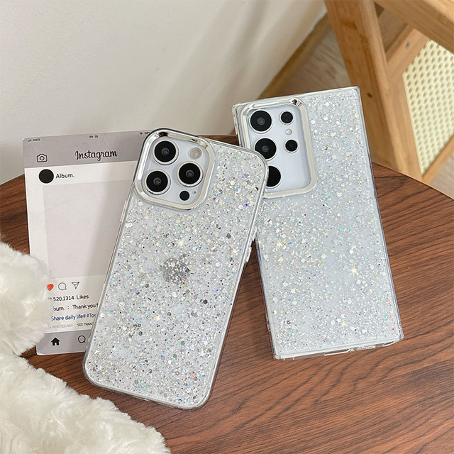 Luxury Suitable Phone case for Samsung S25 Ultra Glitter galaxy S24 Plus A07 Sequin A56 Phone Cover Korean Women's Custom Design