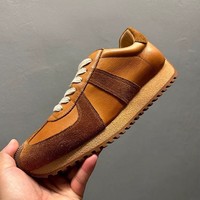 Zapatillas de Moda Juveniles para Hombre, de Cuero Vacuno de Primera Calidad, con Bloques de Color, Tacón Medio, Zapatos Casuales para Caminar, Marrón, Azul Oscuro, Negro