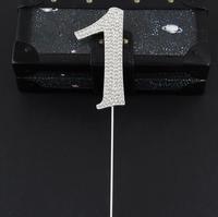 Geburtstag Zahlen Cake Topper Sparkly Bling Legierung Kristall Strass Kuchen Dekoration für Hochzeitstag Party Silber