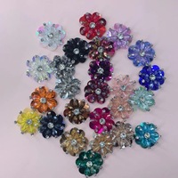 Bandeau 3.5CM 3D Cristal Fleur Applique Paillettes Brillant Fleur Patch Fleurs Colorées pour Vêtements De Mariage