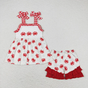 Ensemble de vêtements d'été pour bébés filles, tunique à rayures florales, short à volants rose - Product Image 6
