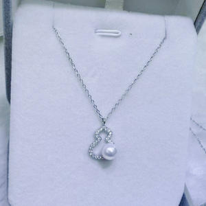 Collier de luxe haut de gamme pour femme Zhuji avec pendentif et breloques en perle naturelle de gourde Aurora sans défaut de 6-7 mm et en argent pur - Product Image 1