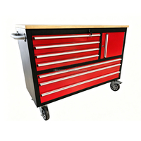 Chariot à outils mécanicien OEM OBM 48 pouces à 7 tiroirs, dessus en bois robuste, acier inoxydable, capacité de charge de 800 kg, assemblage facile