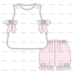 Set di <span class=keywords><strong>Abbigliamento</strong></span> Estivo per Bambine in Seersucker, Vestiti per Bambine con Fiocco, Top e Pantaloncini a Campana - Product Image 6