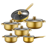 Ensemble de 12 ustensiles de cuisine en acier inoxydable avec revêtement antiadhésif, couvercles en verre, compatibles lave-vaisselle et four, pour cuisinières à gaz ou à induction
